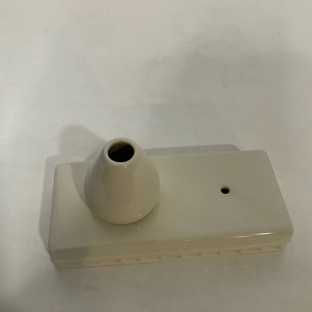 Nora Fleming S5 Retired White Pearl Dot Stoneware Bud Vase & Toothpick Holder